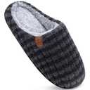 COFACE Womens Cozy Memory Foam Scuff Slippers Ladies Fuzzy Warm Slip On House Shoes With Arch Support, Indoor Outdoor Rubber Sole, Fluff Black Size 6.5 M/8W