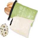 Bread Bags for Homemade with Beeswax Wrap - Zipper Reusable Bread Bag for Sourdough 2-Pack, Reusable Food Storage Bag to Keep Sourdough Fresh, Freezer-Safe, Eco-Friendly (Khai& Green) (Large)