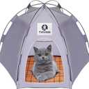 Yanvega Cat Tent Cat Beds for Indoor Cats Pet Supplies, 23.6" 23.6" 16.8" Cat Pop Up Tent Collapsible Cat House Cat Cave Outdoor, No Assemble Required High Elastic Frame with Ground Nail Gray