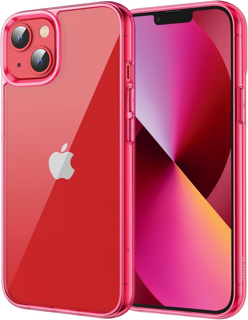 JETech Case for iPhone 13 6.1-Inch, Non-Yellowing Shockproof Phone Bumper Cover, Anti-Scratch Clear Back (Red)
