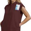 Scrubs for Women Set, Medical Women Scrubs-Stand-Up Collar Scrub Top & Jogger Scrub Pants with 8 Pockets (S)