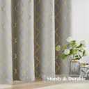 ZJDECOR Grey Full Blackout Window Curtain Panels with Gold Geo Moroccan Metallic Printed Pattern,Modern Grommet Drapes for Bedroom,Thermal Insulated Window Treatment,52" Wx84 L(Pack of 2),Grey/Gold