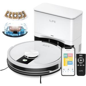 ILIFE A12 Pro Robot Vacuum and Mop Combo, Self Emptying Station for 60 Days, LiDAR Navigation, Home Mapping, No-Go Zones, 2.4G WiFi/ App/ Alexa/ Remote Control, for Hard Floors, 110V