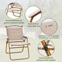 BOOSDEN Folding Lawn Chairs, Portable Foldable Camping Chair for Outside | Lightweight Beach Chair for Adults Outdoor, Wooden Handle, Wide Camp Chair for Travel Hiking Fishing Picnic, Hiking, 1 Pack