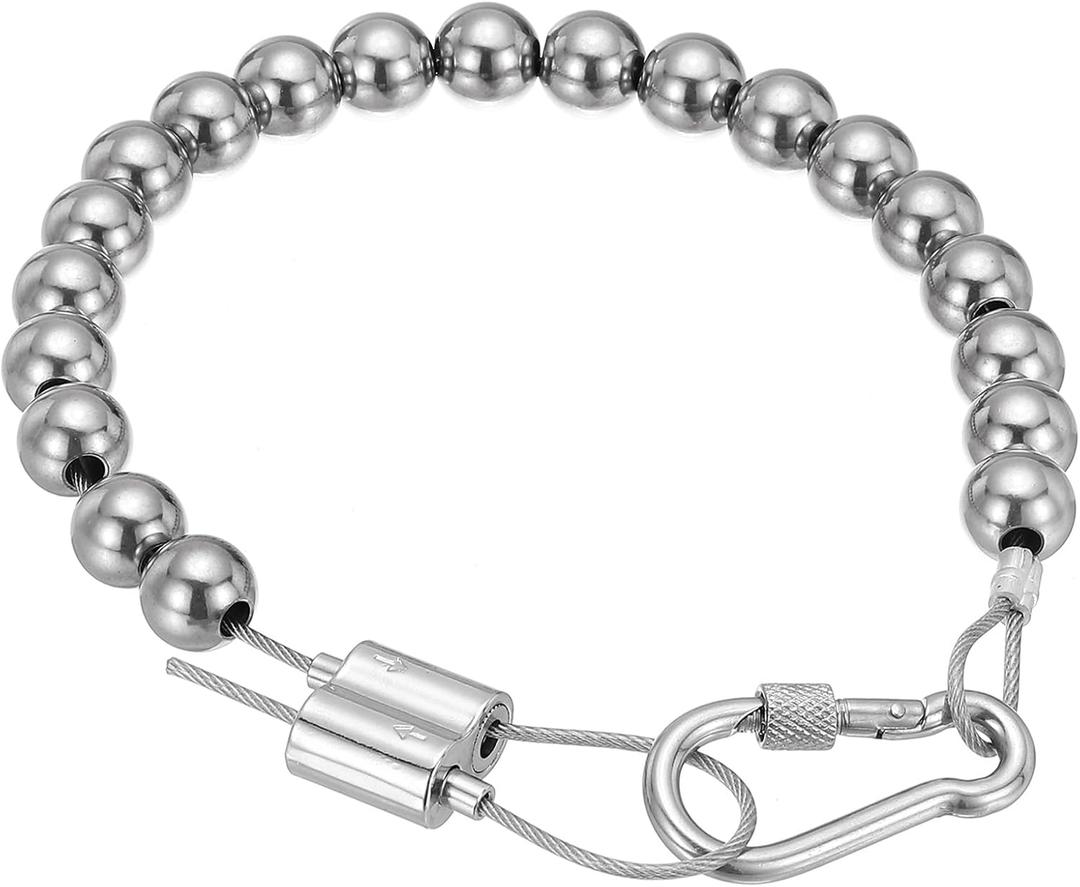 PATIKIL Flagpole Retainer Ring Flag Pole Accessories, Flag Beaded Mount Ring Fits 2" to 3" Flagpole Keep Flag Close to Pole Weight with Stainless Steel Cable for Flagpole, Gray