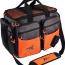 KastKing Fishing Gear & Tackle Bags - Saltwater Resistant Fishing Bags - Fishing Tackle Storage Bags (B1: Large-Lunker (Without Trays, 19.7"x13"x10.6")-Orange)