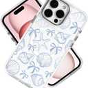 DAIZAG Case for iPhone 13 Pro Max, [Compatible with MagSafe],Phone Case for Women Girls Magnetic Clear Cover,Blue Seashell Bow