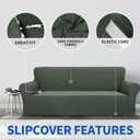 ZNSAYOTX 1 Piece Jacquard Couch Covers for 3 Cushion Couch Living Room High Stretch Sofa Cover Pets Dogs Friendly Anti Slip Thickened Slipcovers Furniture Protector (Sofa, Army Green)