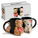 MIAMIO – Bear Ceramic Cute Cups 350 ml, 3D Cute Mugs Animal Coffee Mugs for Coffee, Milk and Tea Lovers Cute Bear Mug Couple Gifts for Birthday/Christmas as Gifts for Women Men