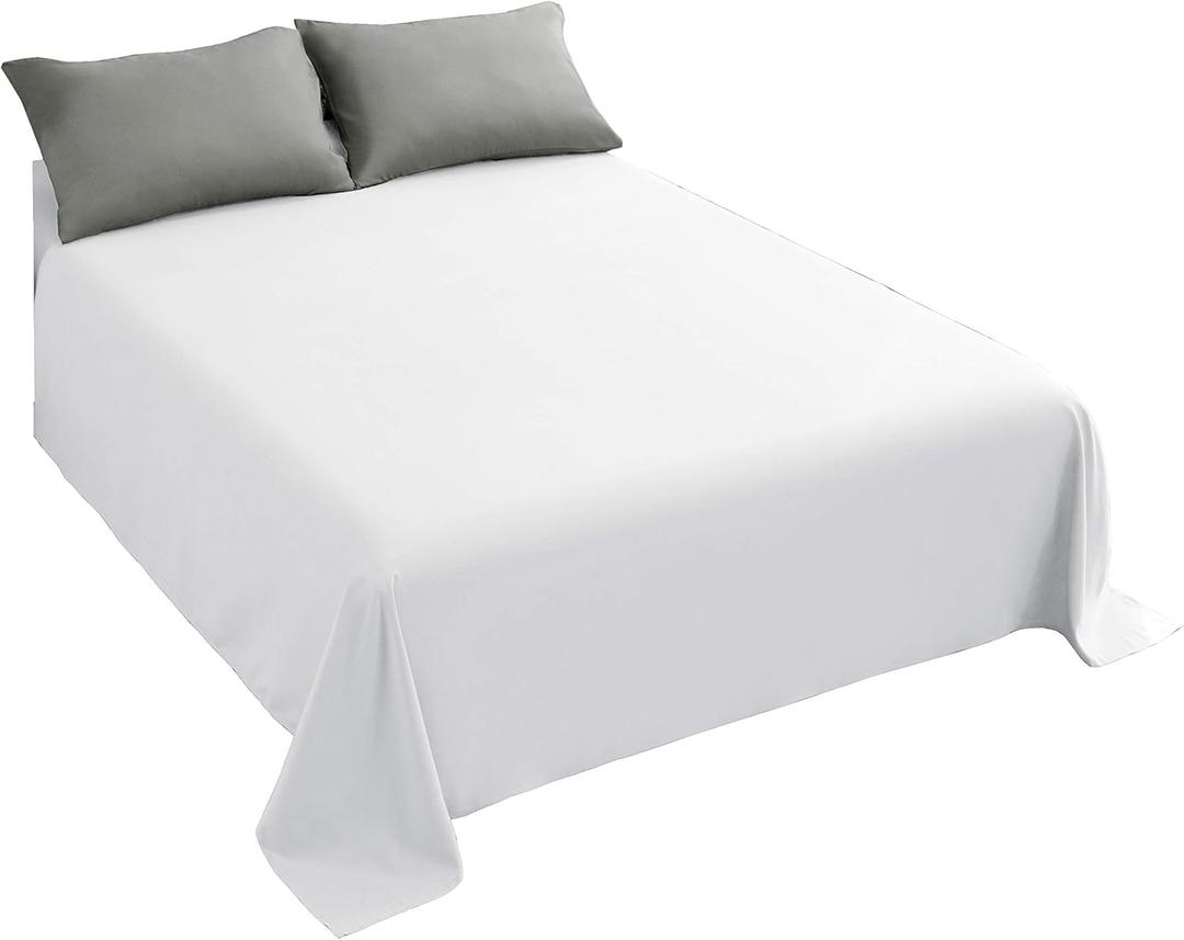 Sfoothome White Flat Sheet, Ultra Soft and Comfortable Microfiber Top Sheet Twin Size