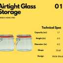 Set of 2 airtight wide mouth glass jar with lid 17oz 0.5 liter Clear Glass Kitchen, Pantry Organizer. Keep your food, grains coffee, tea, cookies and candies dry, fresh. (Oval PC11002-F)