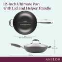 Anolon Advanced Home Hard Anodized Nonstick Frying/Saute/All Purpose Pan with Lid and Helper Handle, 12 Inch, Moonstone Dark Gray