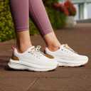 OrthoComfoot Women's Arch Support Orthopedic Walking Sneakers (Beige)