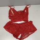 SweatyRocks Women's 2 Piece Lingerie Set Sheer Lace Cut Out Bra and Panty Teddy Lingerie (Large, Burgundy)