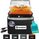 TRAVELISIMO Portable Oven, Electric Lunch Box - 12V/24V/110V Food Warmer Lunch Box 3-in-1 Portable Microwave - Personal Car Warmer, Food Warmer For Car & Travel Microwave, Office & Home Use (Black)