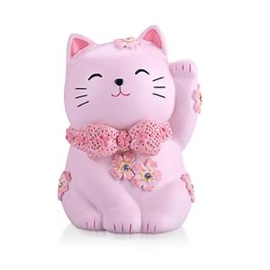 Cute Pink Maneki-Neko Lucky Cat Piggy Bank Home Decor Ornament Gift for Girls