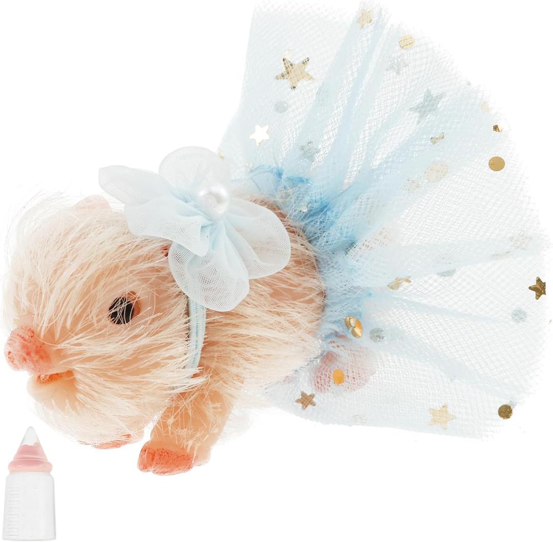 Silicone Pig Set, Realistic Pig Toys with Nursing Bottle & Headband & Apron, Reborn Interesting Silicone Animals with Clothes for Kids Boys Girls