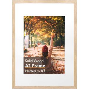 KINLINK A2 Picture Frame, Natural Solid Wood Frame with Acrylic Plexiglass 16.5 x 23.5 Frame for Pictures A3 with Mat or A2 without Mat, Wall Mounting Display Photo Frame 1 Pack