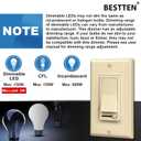 BESTTEN 2 Pack Almond Dimmer Wall Light Switch, Compatible with Dimmable LED, CFL, Incandescent and Halogen Bulb, Single Pole or 3-Way Dimmer Switches, 120VAC, Decorator Wall Plate Included