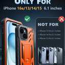 FNTCASE for iPhone 15 Case: for iPhone 14 Case & iPhone 13 Case [Built-in Screen Protector & Kickstand] [Military Grade Drop Protection] Heavy Duty Full Protective Shockproof TPU Phone Cover - Orange