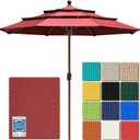 EliteShade USA 10-Year-Non-Fading 11ft 3-Tier Market Patio Umbrella, Commercial Grade Outdoor Table Umbrella with Crank Open, Windproof & UPF 50+ UV Protection, Heavy Duty Ventilation for Garden, Deck, Pool, Backyard, Beach & Bistro, No Tilt, Burgundy