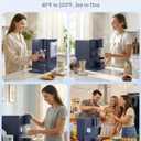 3-in-1 Water Dispenser with Ice Maker - Hot/Cold/Warm Water, Adjustable Water Volume, Countertop, Compact Coffee Brewer for Home & Office, Deep Navy