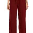 ADANIKI Sweatpants Women Yoga Pants with Pockets for Women Pajamas Work Pants Wide Leg Drawstring Pants for Women's Lounge (Jujube red, Large)