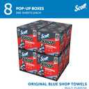 Scott Shop Original Blue Towels (75190), 9"x12" Cloth-like Paper Towel (8 Boxes of 200 Sheets, 1,600 Sheet Total)