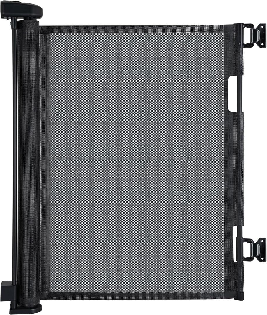 200" Retractable Baby Gates for Large Openings, Stairs, Hallways and Doorways, 34" Tall Extra Wide Dog Gates, Pet Gates, Indoor/Outdoor Use, Black (200" Wide x 34" Tall)