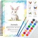 SLWBZ Watercolor Workbooks Coloring Book, Beginner Friendly Painting Kit, Easy Exquisite with Steps, Creative Exploration Watercolor Book with Paint Set for Adults Teens (Cute Rabbit, with Paint)