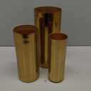 MyGift Tall Modern Brass Tone Metal Cylinder Centerpiece Flower Vases, Set of 3 - Large, Medium, Small Sizes, Handcrafted in India
