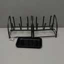 RHBLME 2 Packs Glass Drying Rack, Vertical Bottle Drying Rack Glass Bottle Holder with Drain Tray, Silicone Protective Hooks, Carbon Steel Non Slip Cup Mug Organizer for Glass Coffee Mug Countertop