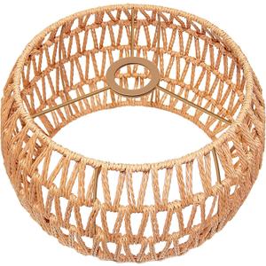Eqquorva Hanging Pendant Lamp Shade(12.6"×6.7"), Boho Rattan Lampshade, Hand-woven Wicker Light Shade for Floor Lamps, Table Lamps, Wall Sconces