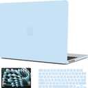 G JGOO Compatible with MacBook Air 13 inch Case 2026 2025-2022 M5 A3449 M4 A3240 M3 A3113 M2 A2681, Matte Plastic Hard Shell for MacBook Air 13.6 inch Case +Keyboard Cover+Screen Protector, Airy Blue