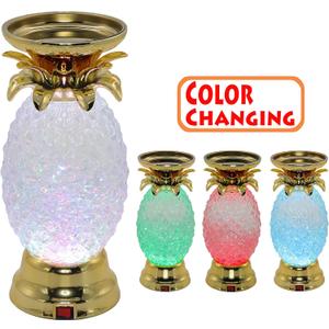 YAKii 9.5" Pineapple LED Color Changing Shine Lava Lamp,Swirling Water Waves Lamp Kid Safe Battery/USB Cable Operated,Table Lamp Candle Holder Table Decoration Gold
