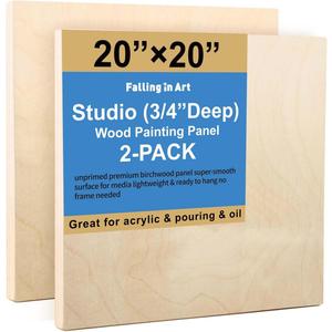 2 Pack 20x20 Unfinished Birch Wood Panels Kit for Painting