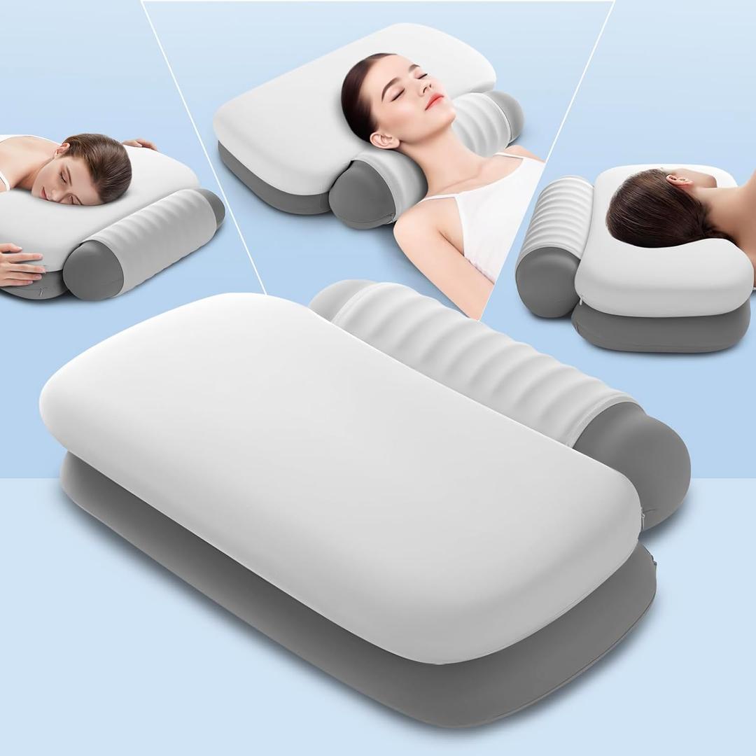 Cervical Neck Pillow with Removable Support Bolster 3 in 1 Ergonomic Memory Foam Pillow for Multi-Position Sleeping, Neck Pillow for Sleeping for Back Lumbar Support(Grey, 17"x24")
