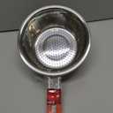 Stainless Steel Perforated Metal Colander Strainer with Long Red Handle Sieve Sifters Use for Kitchen Food Pasta Noodles Spaghetti Vegetables Silver - 7.9inch