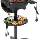 QPMR Electric Grill Outdoor/Indoor, Portable BBQ Grill with Nonstick Surface,200 Square Inches Indoor Electric Barbecue Grill with Adjustable Heat, Stand/Tabletop, for Patio/Yard/Home(Black)