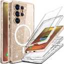 Coolwee Full Protective for Galaxy S25 Ultra Heavy Duty, Compatible with MagSafe, Hybrid 3 in 1 Rugged Shockproof Women Girls for Samsung Galaxy S25 Ultra 6.9 inch Shiny Clear Glitter Bling Sparkle