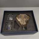 Hand-painted Gold Decanter Set for Men - Whiskey Decanter, Wine Aerator, and 2 Glasses, Liquor Bottles, Bourbon and Tequila Decanter,crystal decanter and 2 old fashioned glass