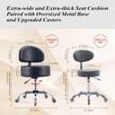 Ergonomic Drafting Stool with Backrest, 400LB Heavy Duty Hydraulic Stool, 19-25 Inch Adjustable Height Rolling Stool Chair with Lumbar Support for Standing Desk, Salon, Tattoo, Kitchen, Home Office, Round