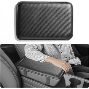 Car Armrest Covers, Vehicle Center Console Cover, Middle Storage Pads, Dog & Cat Paws Protetor, Carbon Fiber PU Leather, Waterproof, Anti-Slip, Auto Interior Accessories, Black, Size S (S - 12.0*8.1 inches)