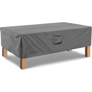 Vailge Rectangular Coffee Table Cover - Outdoor Lawn Patio Furniture Covers with Padded Handles and Durable Hem Cord - Heavy Duty and Waterproof, Fits Large Rectangular Coffee Table (Grey)