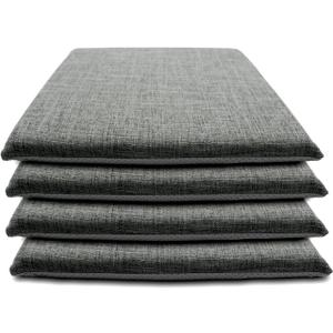 Lifup 4 Pack Chair Cushion Memory Foam Pads, Square Non-Slip Thick Dining Chair Cushions with Ties and Removable Cover for Home Office Restaurant Chair Pads Grey 2 18 x 18 Inch