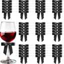 50 Pcs Black Satin Ribbon Bow, 2.8 x 2.8 Inch Premade Twist Tie Bow Decor for Crafts Gifts Wrapping Treat Bags Package Party Favors Wedding Birthday Baby Shower Decorations