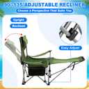 Yuntau 2 Set Reclining Beach Chairs with UPF 50+ Umbrellas Shade, Upgraded Heavy Duty Portable Folding Lounge Camping Chair with Canopy Removable Footrest & Headrest for Outdoor Patio(Green), 61.42 x 35.24 x 21.26 inches
