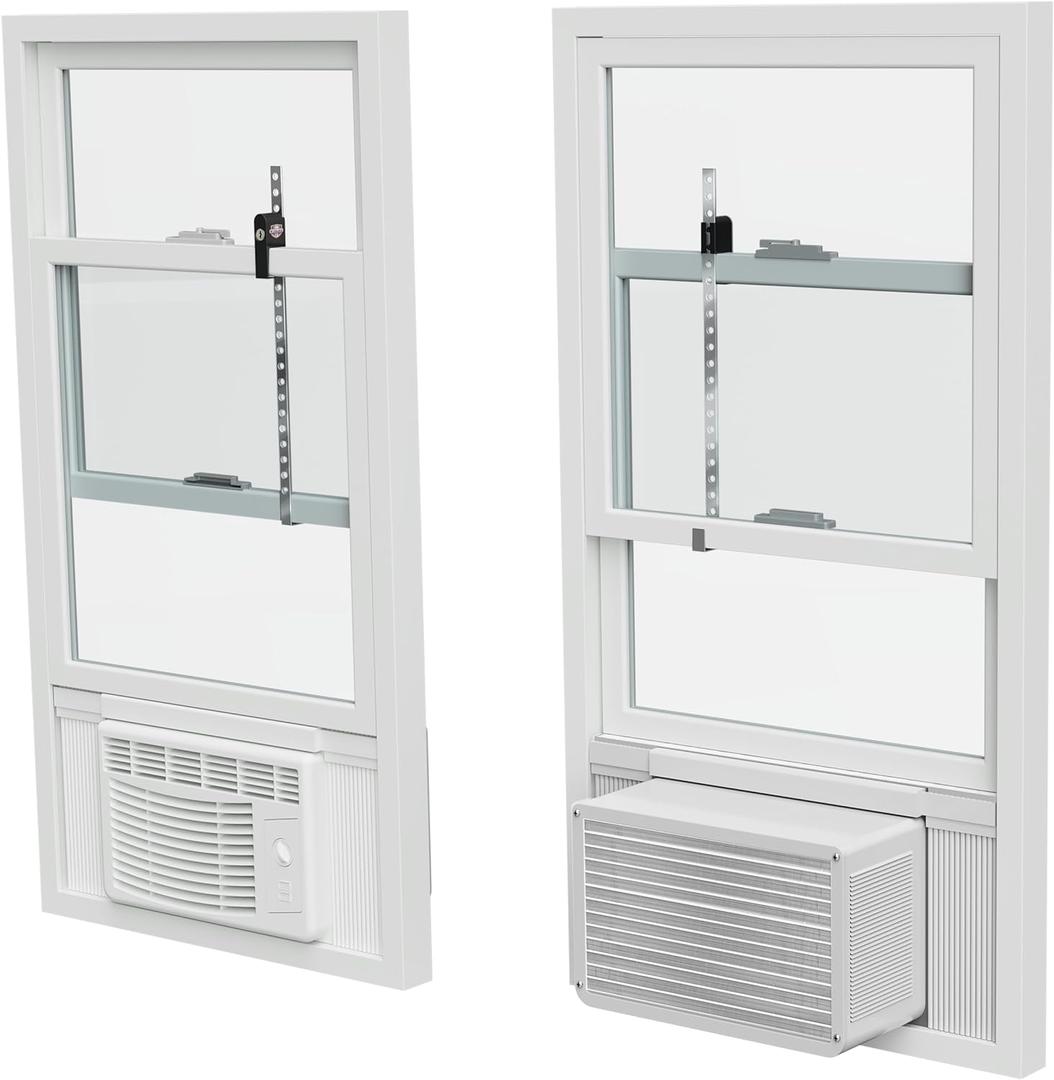 WinLock Window Security Bar for Child Safety, Burglary Prevention Locks an Open Window with AC & Fan, Double Hung Protection, Solid Steel, Adjustable (3-17"), Stops Up Down Inside Outside Year Around (17" tall 1.5" wide)