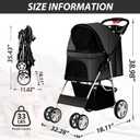 Unisakey 4 Wheels Pet Stroller for Small Medium Dogs Cats 10-33 lbs, Foldable Dog and Cat Stroller with Cup Holder & Storage Basket & Breathable Mesh, Pet Strolling Cart for All-Season, Black