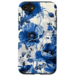 Floral Pattern with Blossoms in Blue and White, A Poppy Case for iPhone SE (2020) / 7 / 8
